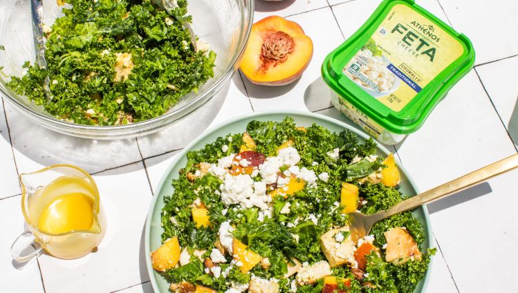 Peach Kale Feta Salad