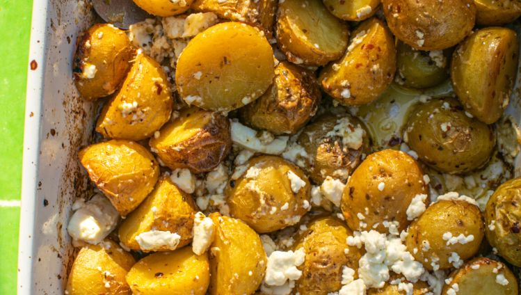 Lemon Roasted Feta Potatoes
