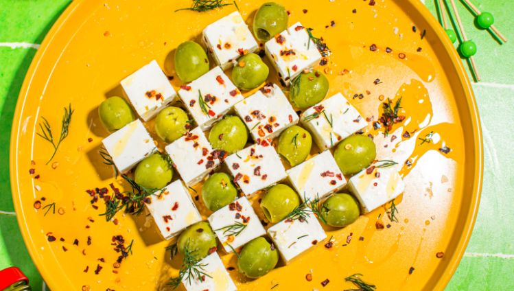 Mezzetta Olives x Athenos Feta - Checkerboard Cheese Platter