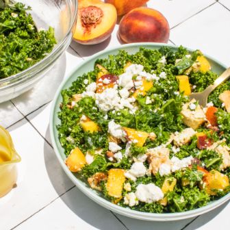 Peach Kale Feta Salad
