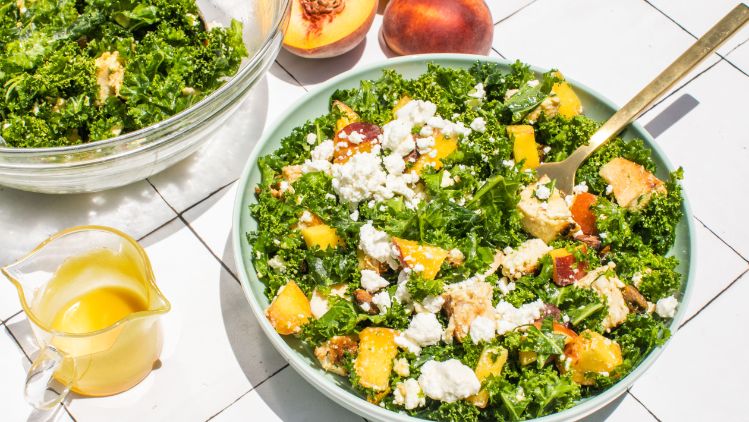 Peach Kale Feta Salad