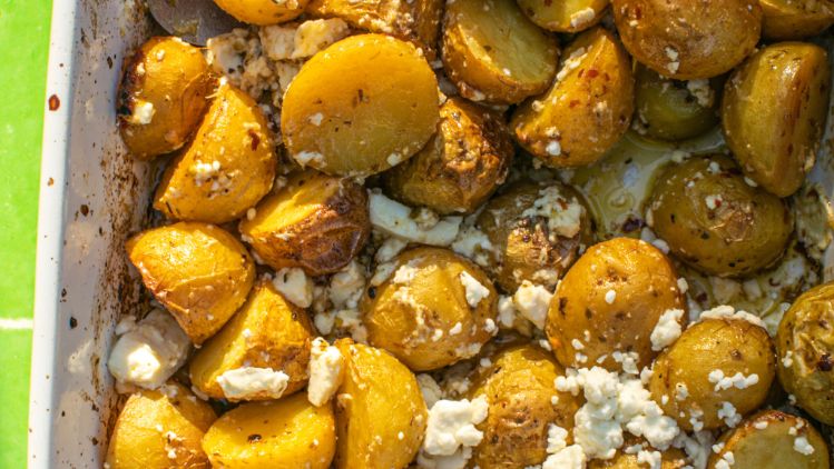 Lemon Roasted Feta Potatoes