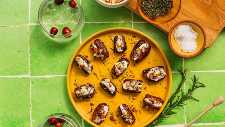 Whipped Feta Stuffed Date Bites