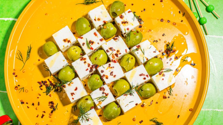 Mezzetta Olives x Athenos Feta - Checkerboard Cheese Platter