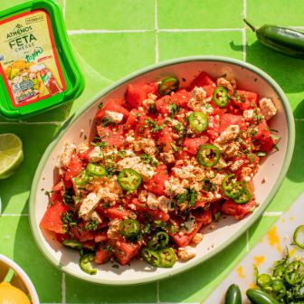 Watermelon Tajín Crumbled Feta Cheese Salad