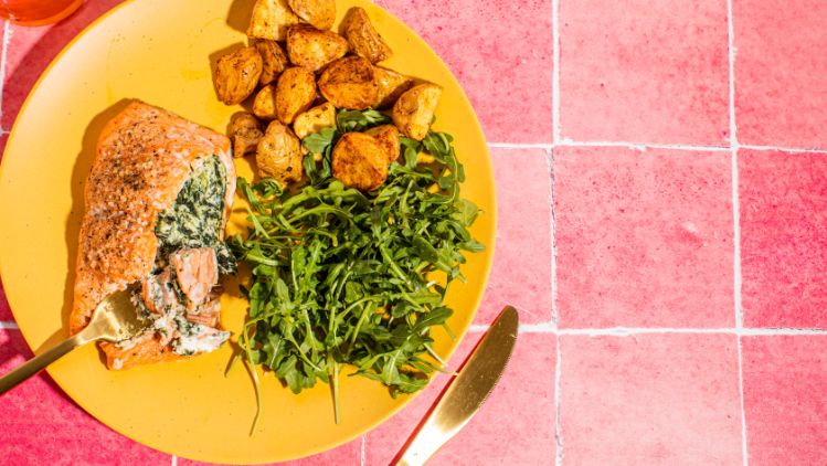 Stuffed Feta Spinach Salmon